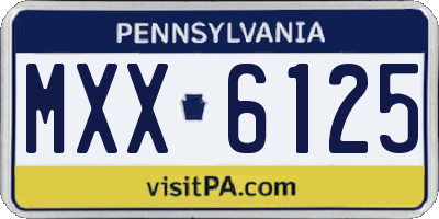 PA license plate MXX6125