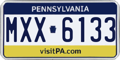 PA license plate MXX6133