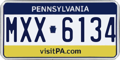 PA license plate MXX6134
