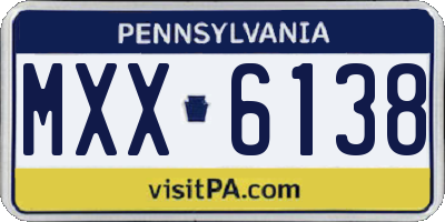 PA license plate MXX6138