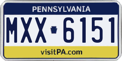PA license plate MXX6151