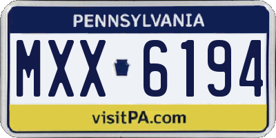 PA license plate MXX6194