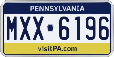 PA license plate MXX6196
