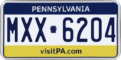 PA license plate MXX6204