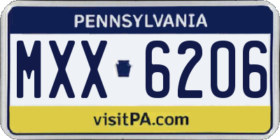 PA license plate MXX6206