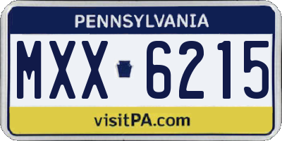 PA license plate MXX6215