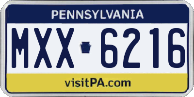 PA license plate MXX6216