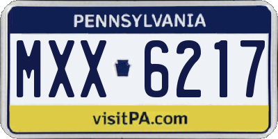 PA license plate MXX6217