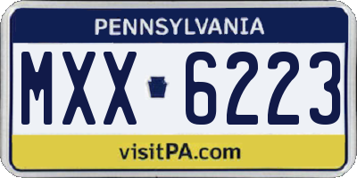 PA license plate MXX6223
