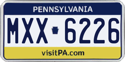 PA license plate MXX6226