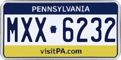 PA license plate MXX6232