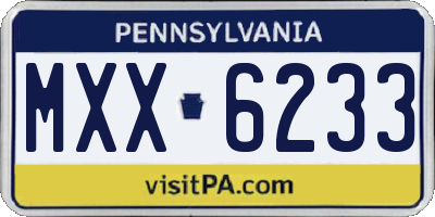 PA license plate MXX6233