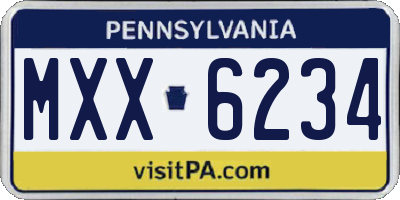 PA license plate MXX6234