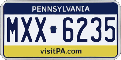 PA license plate MXX6235