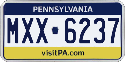 PA license plate MXX6237