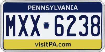 PA license plate MXX6238