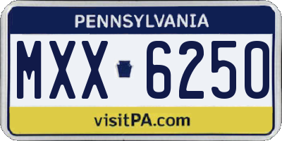 PA license plate MXX6250