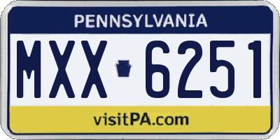 PA license plate MXX6251