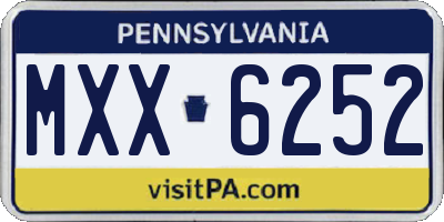 PA license plate MXX6252