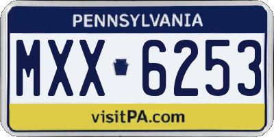 PA license plate MXX6253