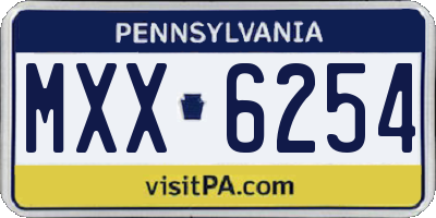 PA license plate MXX6254