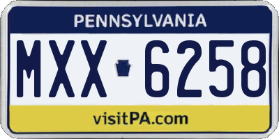 PA license plate MXX6258