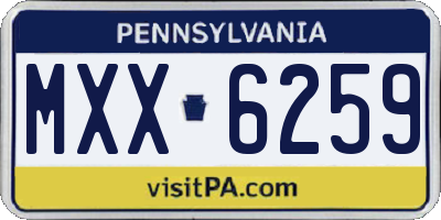 PA license plate MXX6259