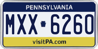 PA license plate MXX6260