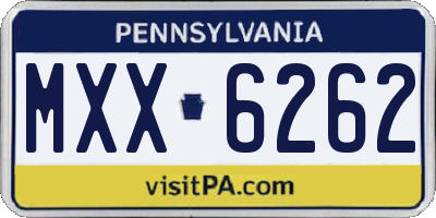 PA license plate MXX6262