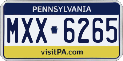 PA license plate MXX6265