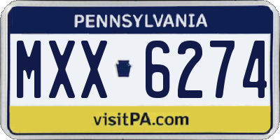 PA license plate MXX6274