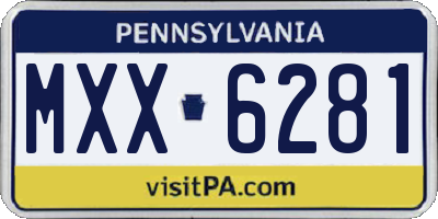 PA license plate MXX6281