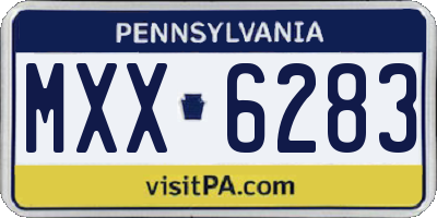 PA license plate MXX6283