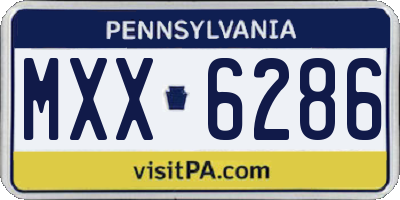 PA license plate MXX6286