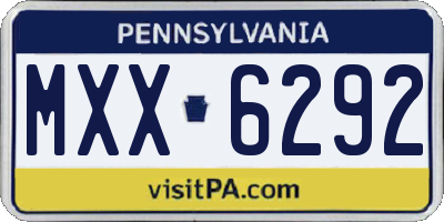 PA license plate MXX6292