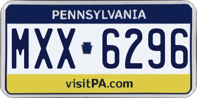 PA license plate MXX6296