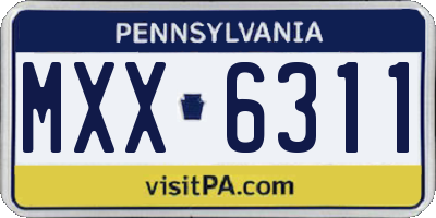 PA license plate MXX6311