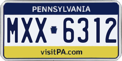 PA license plate MXX6312