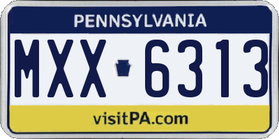 PA license plate MXX6313
