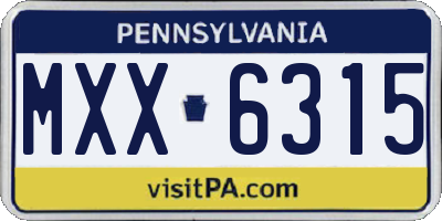 PA license plate MXX6315