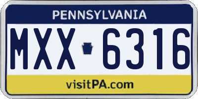 PA license plate MXX6316