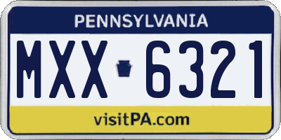 PA license plate MXX6321