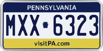 PA license plate MXX6323