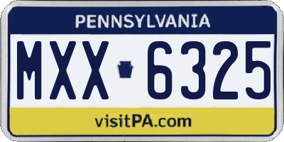 PA license plate MXX6325
