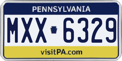PA license plate MXX6329
