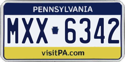 PA license plate MXX6342