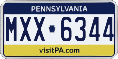 PA license plate MXX6344