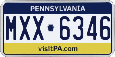 PA license plate MXX6346