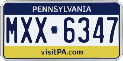 PA license plate MXX6347