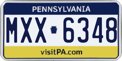 PA license plate MXX6348